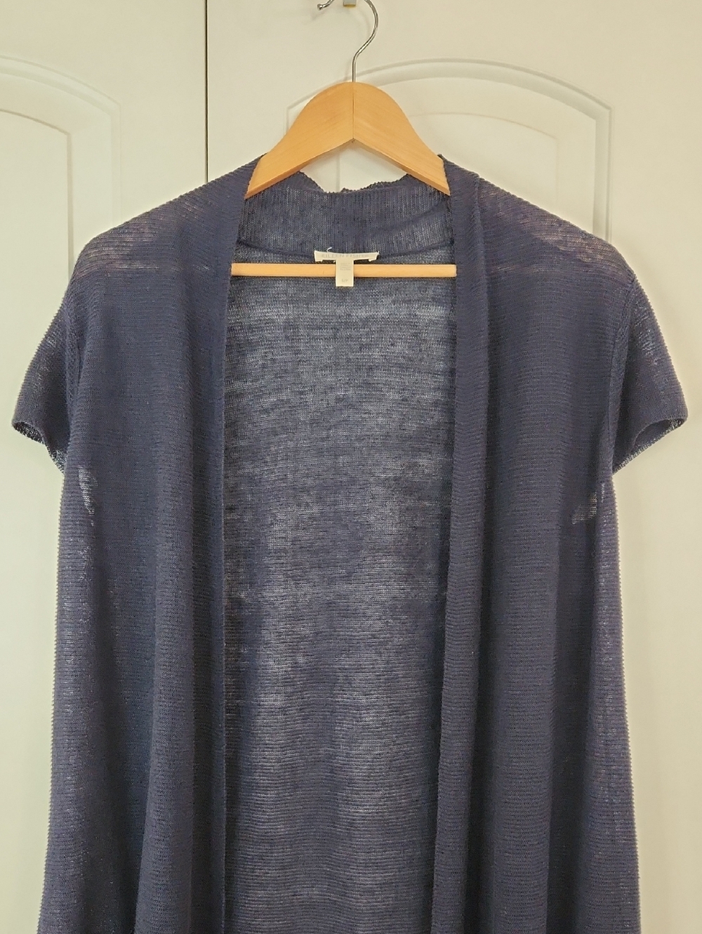 Eileen Fisher Navy Blue Sheer Open Cardigan Top – Size Small - Picture 3 of 9